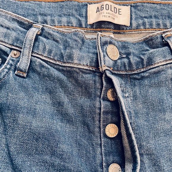 AGOLDE Nico Skinny Jeans High Rise Ankle Crop Medium Blue Denim Size 30 - Picture 7 of 10